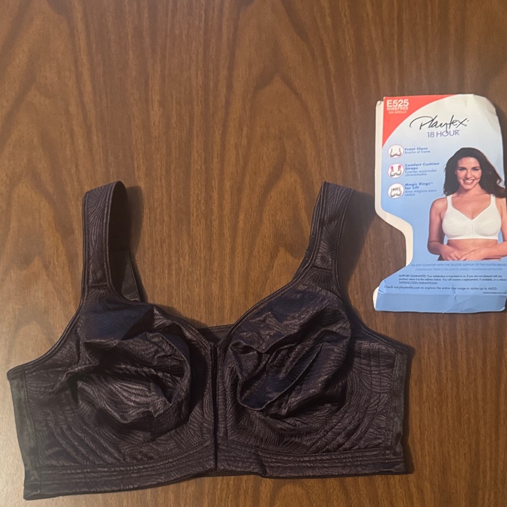 Playtex 18 Hour Posture Boost Front Close Black Bra, 38D.